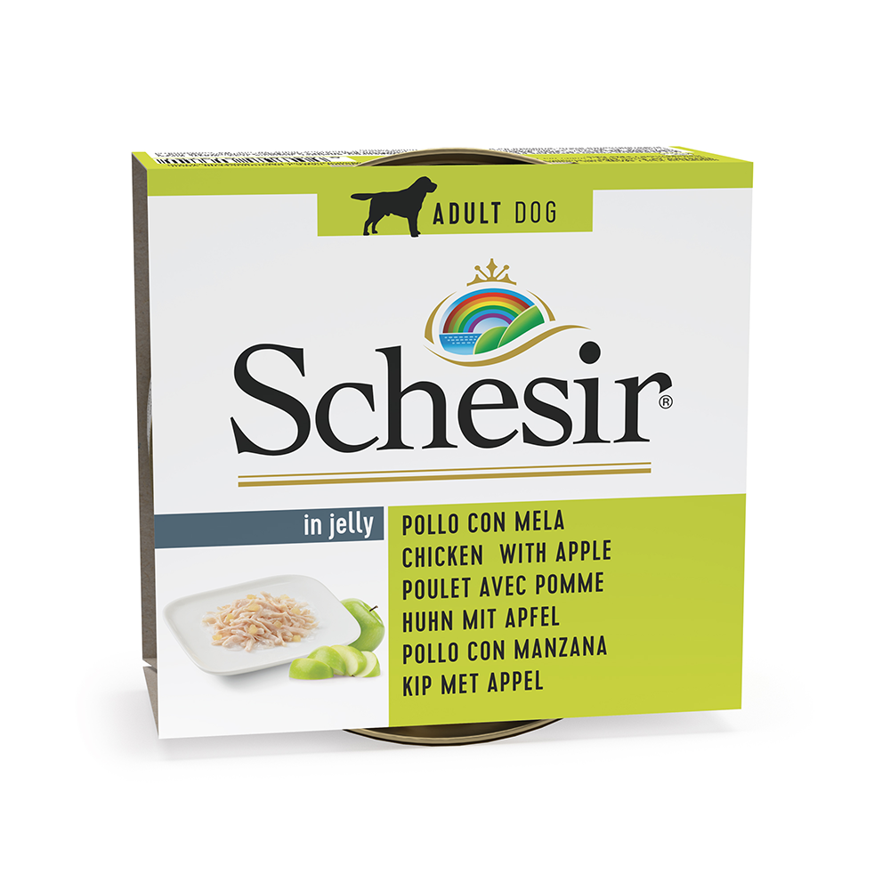 Schesir_Dog_Chicken_Apple_150g_Tin.png Schesir Dog Chicken & Apple 150g Tin - Image 1