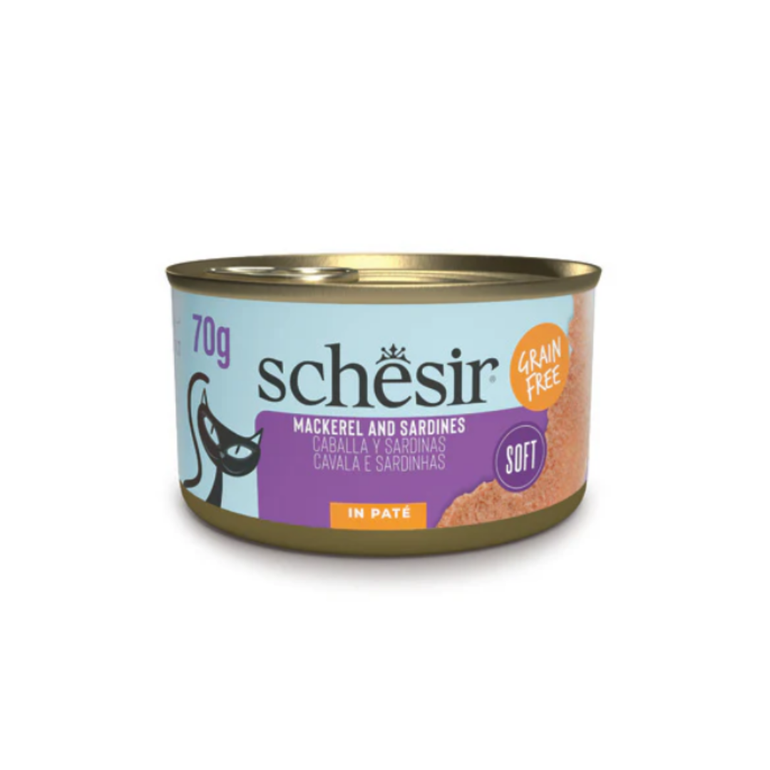 Untitleddesign_b6719c42-c4ad-47a1-9fa3-4db0ab4fe562.png Schesir Sardines & Mackerel in Soft Pate 70g - Image 1