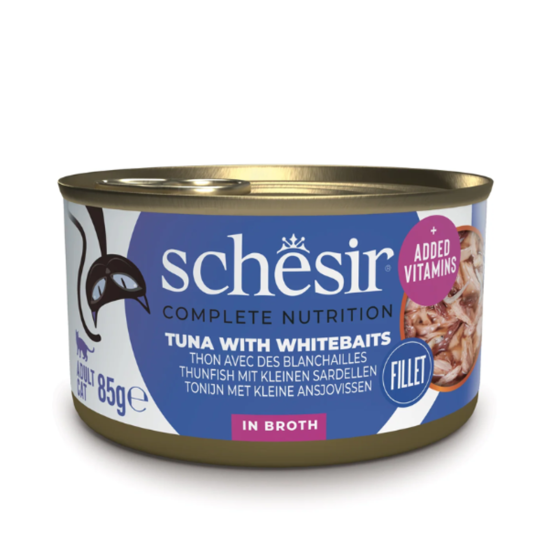 Website_background_-_2026-04-05T124902.125.png Schesir Cat Tuna Whitebait & Rice Natural Style 85g Tin - Image 1