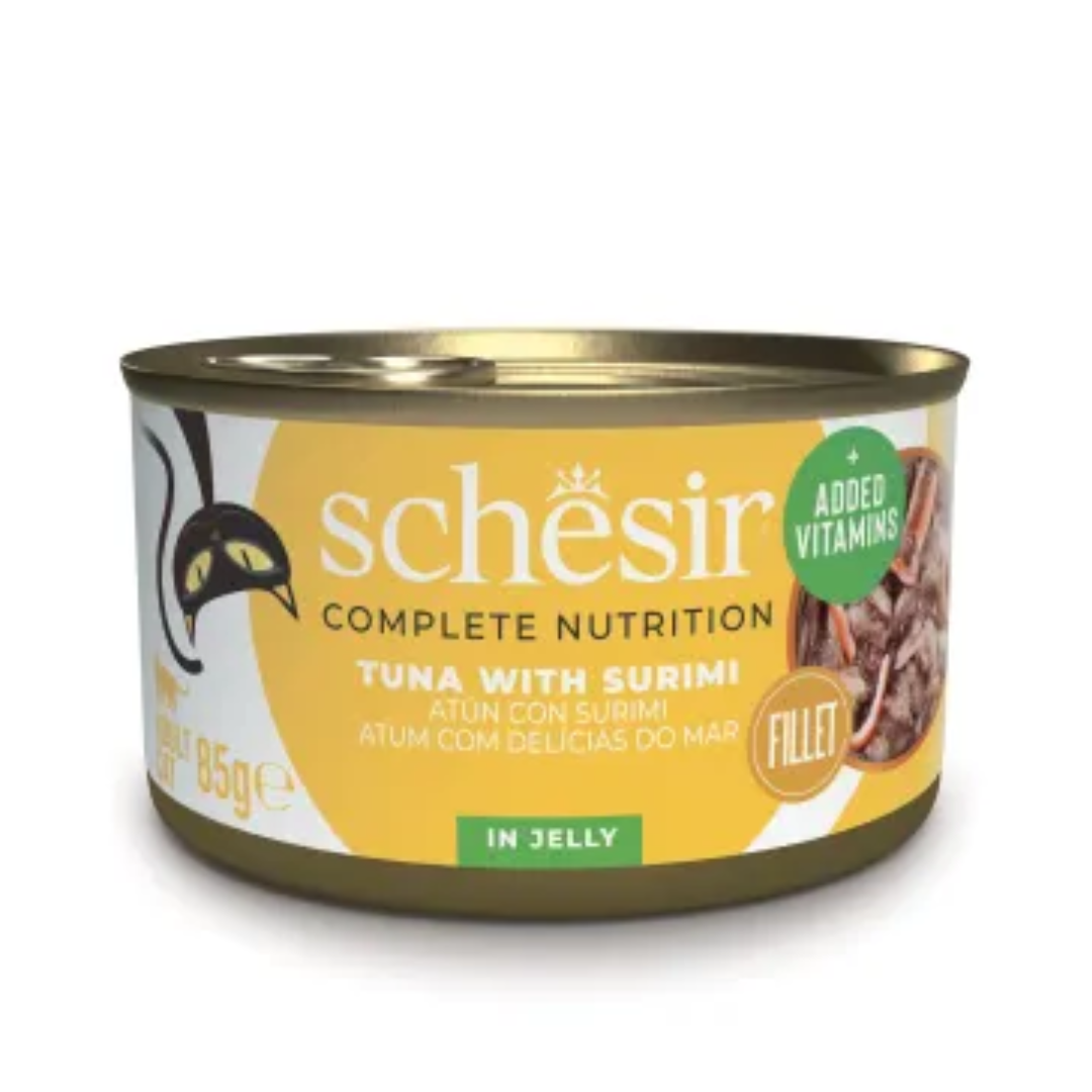 Website_background_-_2026-04-05T125217.732.png Schesir Cat Tuna & Surimi in Jelly 85g Tin - Image 1
