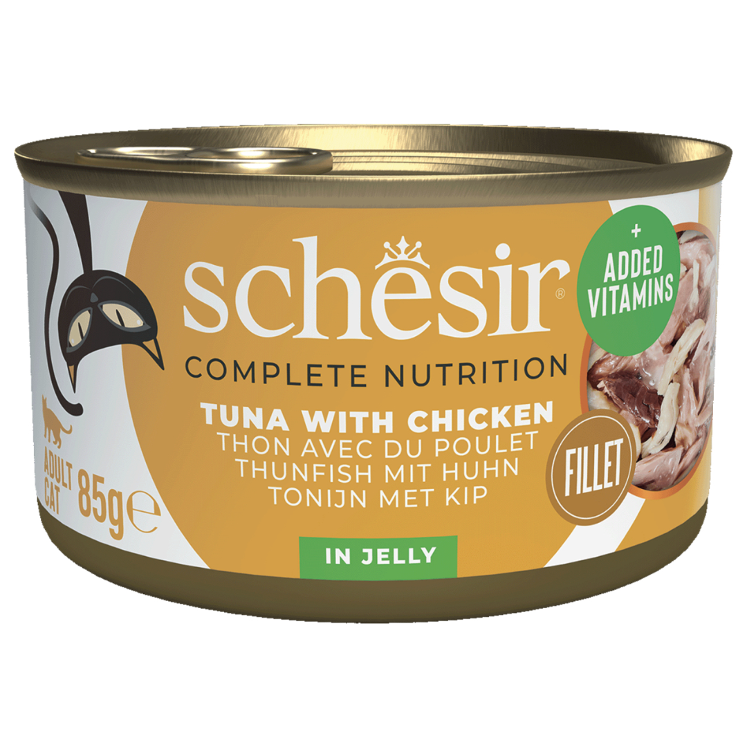 Website_background_100.png Schesir Cat Tuna & Chicken 85g in Jelly Tin - Image 1