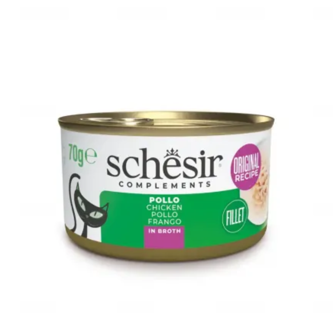 Websitebackground_32_c40cbc5e-e4fb-4db4-b179-552a07dc2e79.png Schesir Cat Compliment Chicken in Broth 70g - Image 1