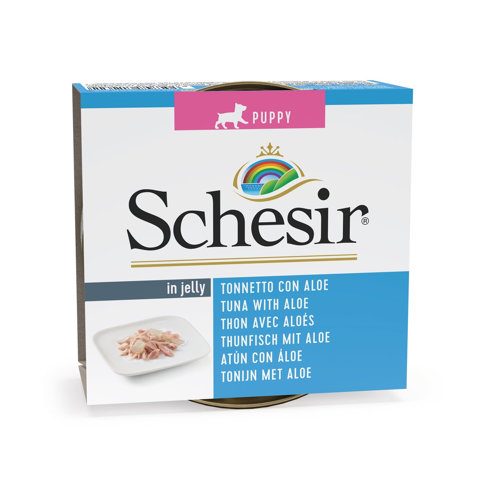 wjl8gz23vbvfx8ff01pi.jpg Schesir Puppy Tuna & Aloe 150g Tin - Image 1